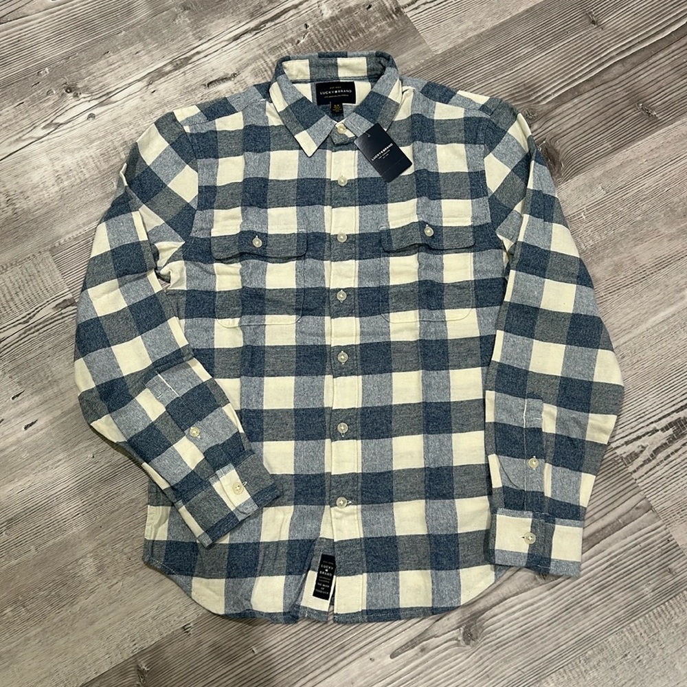 Blue & White Mens Lucky Brand Flannel